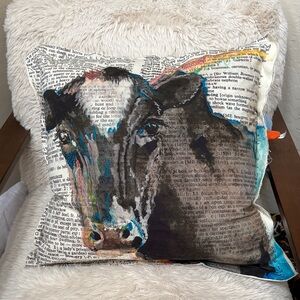 Artistic Cow Print Throw Pillow